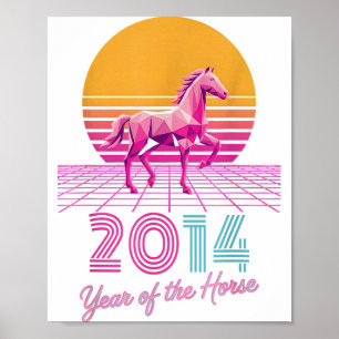 Vintage 2014 Year Of The Horse Fortune Girl Lunar  Poster