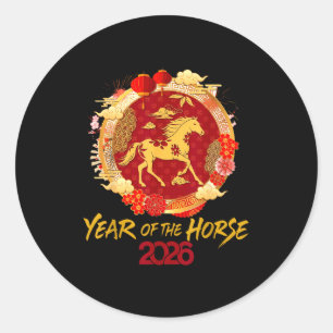 Vintage 2026 Chinese Lunar New Year Of The Horse Classic Round Sticker