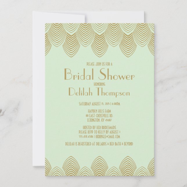 Vintage 20's Art Deco Bridal Shower Invitation (Front)