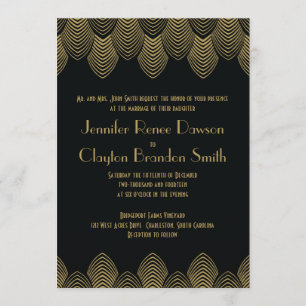 Vintage 20's Art Deco Scallop Wedding Invitation