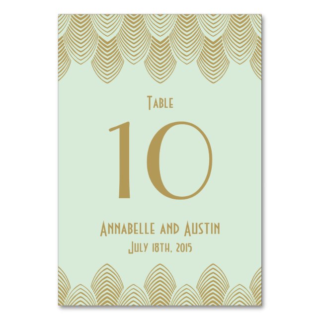 Vintage 20's Art Deco Scallop Wedding Table Number (Front)