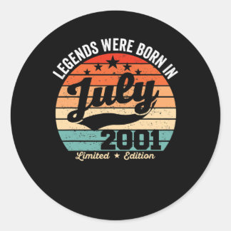 Vintage 21th Birthday Legends Were Born In July Classic Round Sticker