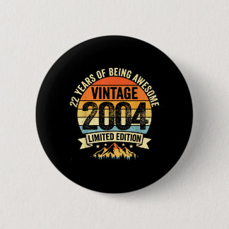 Vintage 22 Birthday Decorations Men 22yr 2004 22nd 2 Inch Round Button