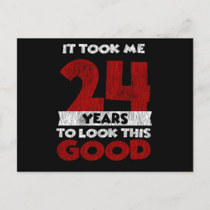 Vintage 24 Years Old Funny 24th Birthday Gift Postcard