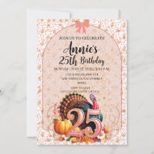  Vintage 25th Thanksgiving Holiday Birthday
