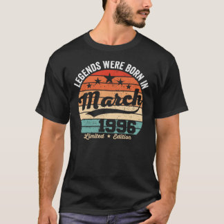 Vintage 27th Birthday Legends Were Born In March 1 T-Shirt