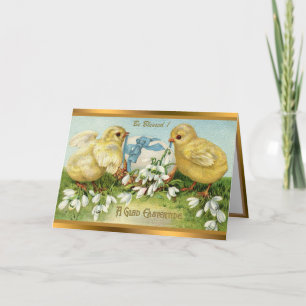 Vintage 2 Chickens And Egg Easter Folded Cards