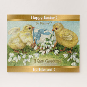 Vintage 2 Chickens And Egg Easter Jigsaw Puzzle