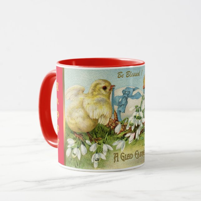 Vintage 2 Chickens And Egg Easter Mug (Front Left)