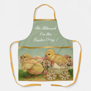 Vintage 2 Chickens Easter Holiday Apron