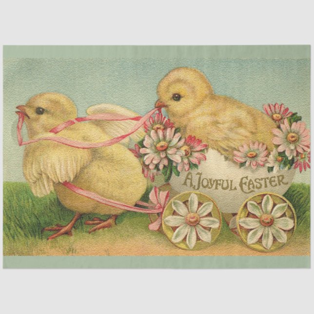 Vintage 2 Chickens Easter Holiday Tissue Paper (Front)