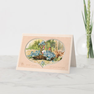 Vintage 2 little birds, birthday card
