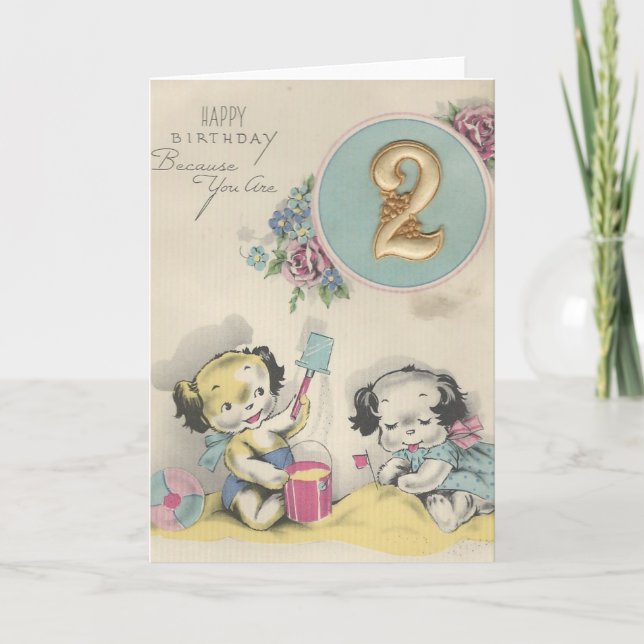 Vintage "2 Year Old" Happy Birthday Card (Front)