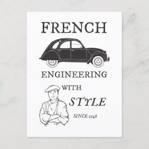 Vintage 2cv Oldtimer French engineering Postcard