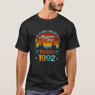 Vintage 30Th Birthday Awesome Since March 1992 T-Shirt