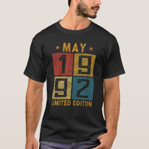 Vintage 30Th Birthday May 1992 Born In 1992 30 Yrs T-Shirt