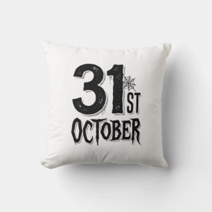 Vintage 31st October Halloween Typography Design_1 Throw Pillow