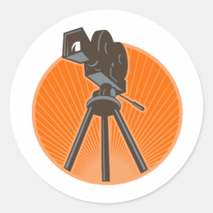 Vintage 35mm Motion Picture Camera Retro Classic Round Sticker