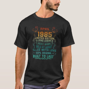 Vintage 37 Years Old April 1985 37Th Birthday Gift T-Shirt
