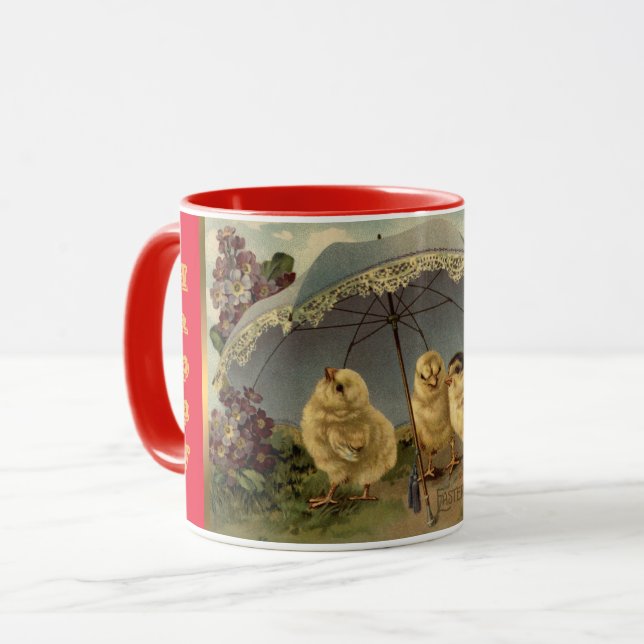 Vintage 3 Chickens Easter Holiday Mug (Front Left)