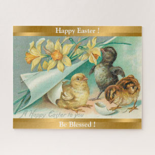 Vintage 3 Chickens Easter Holiday Mug Jigsaw Puzzle