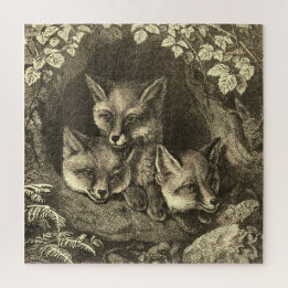 Vintage 3 smart little foxes antique children's jigsaw puzzle