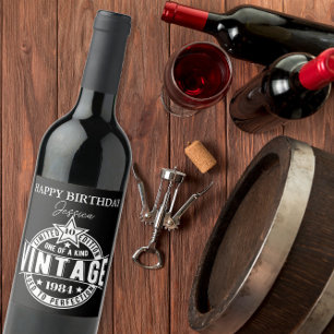 Vintage 40th 50th 60th 70th 80th 90th Birthday Wine Label
