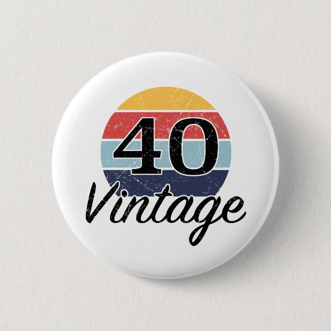 Vintage 40th Birthday Sunset 2 Inch Round Button (Front)