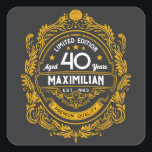Vintage 40th Birthday Whiskey Label With Your Name<br><div class="desc">Capture the essence of premium whiskey with our customizable vintage label! Tailor it with a name and celebrate any 40-year milestone. Limited Edition. Aged to Perfection. Perfect as a memorable gift or keepsake!</div>