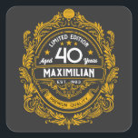 Vintage 40th Birthday Whiskey Label With Your Name<br><div class="desc">Capture the essence of premium whiskey with our customizable vintage label! Tailor it with a name and celebrate any 40-year milestone. Limited Edition. Aged to Perfection. Perfect as a memorable gift or keepsake!</div>