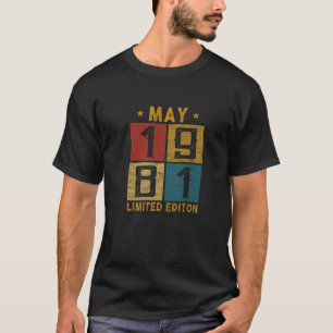 Vintage 41St Birthday May 1981 Born In 1981 41 Yrs T-Shirt