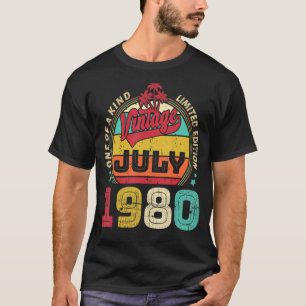 Vintage 42nd Birthday Awesome Since July 1980 T-Shirt