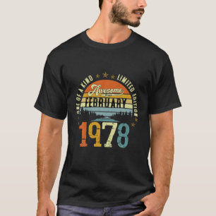 Vintage 44Th Birthday Awesome Since February 1978 T-Shirt
