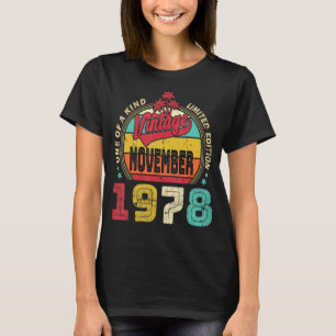 Vintage 44th Birthday Awesome Since November 1978 T-Shirt