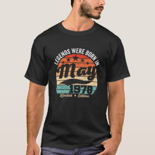 Vintage 44Th Birthday Legends Were Born In May 197 T-Shirt