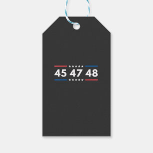 Vintage 45 47 48 Trump 2024 USA Flag President Gift Tags