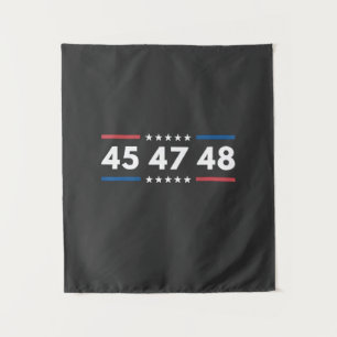 Vintage 45 47 48 Trump 2024 USA Flag President Tapestry