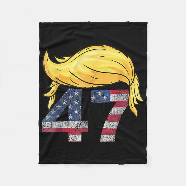 Vintage 47 Trump Hair  Fleece Blanket (Front)