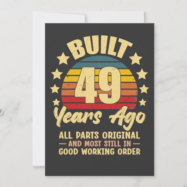 Vintage 49th Birthday Built 49 Years Ago Funny  (Front)