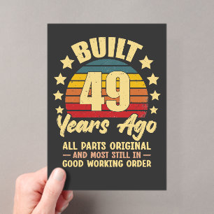 Vintage 49th Birthday Built 49 Years Ago Funny Acrylic Invitations