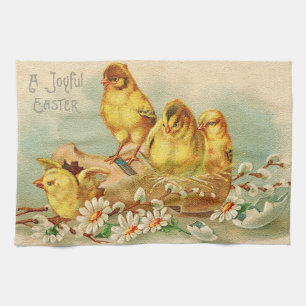 Vintage 4 Chickens Easter Holiday Kitchen Towel