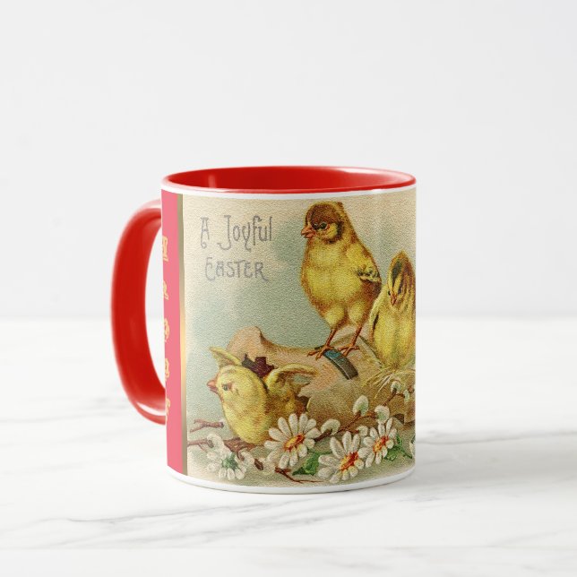 Vintage 4 Chickens Easter Holiday Mug (Front Left)