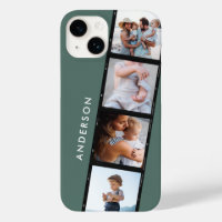 Vintage 4 photo collage typography modern green