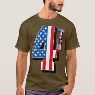 Vintage 4th American Flag Text T-Shirt