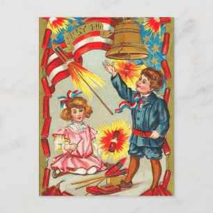Vintage 4th of July Fireworks Postcard