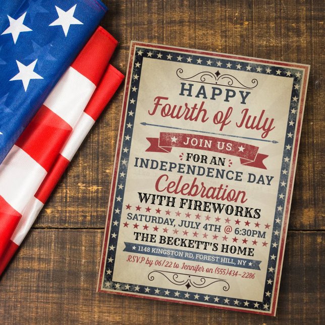 Vintage 4th Of July Independence Day Party Invitation (Creator Uploaded)
