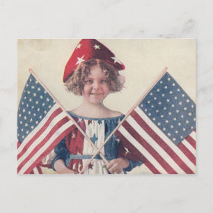 Vintage 4th of July Little Lady Liberty Postcard