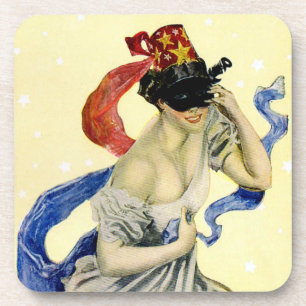 Vintage 4th of July Patriotic Masquerade Party Coaster