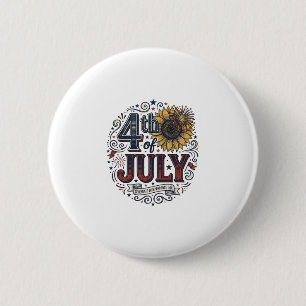Vintage 4th of July Patriotic Sunflower Shirt Desi 2 Inch Round Button