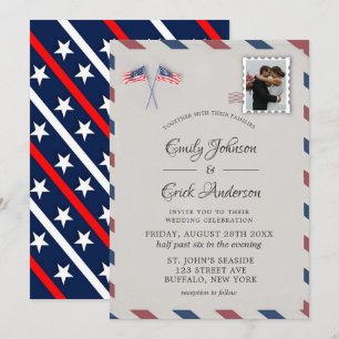 Vintage 4th Of July Photo Wedding Invitation